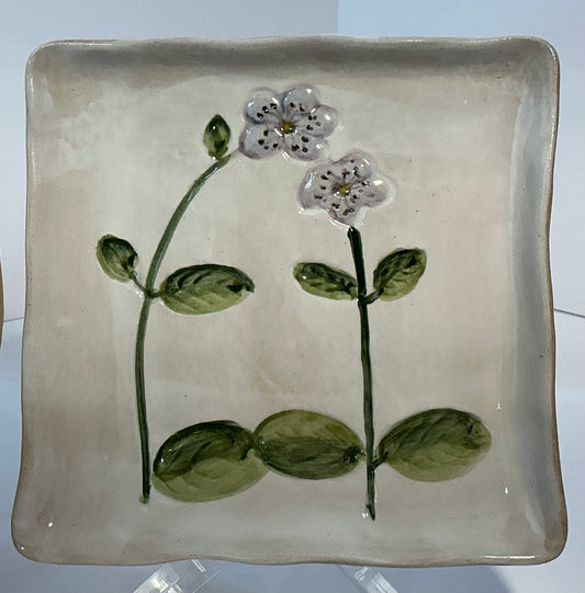 Potter’s Studio Hand-Painted Lavender Floral Square 5x5 Small Ceramic Dish