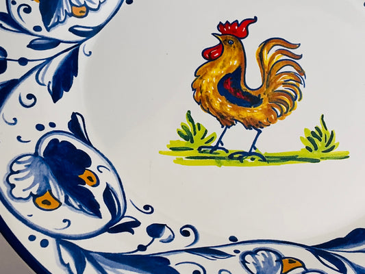 Nova Deruta Italian Rooster Salad Plate – 9" Hand Painted Ceramic, Made in Italy