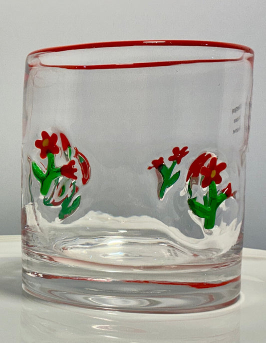 Anthropologie Dupe Red Flowers Icon Glass 17oz