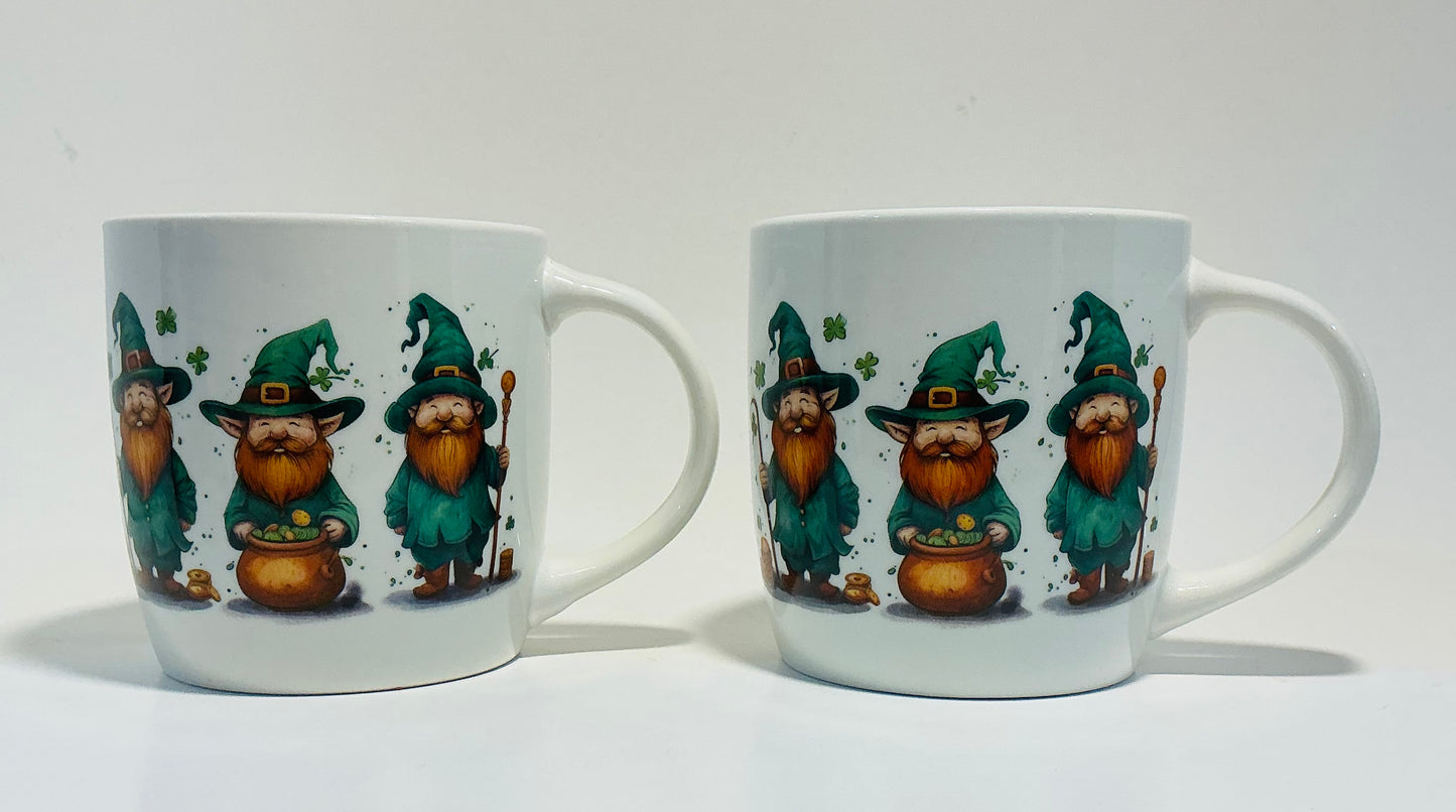 Shannonbridge set of 2 Gnomes Mugs design for Saint Patrick’s day. Made in Ireland