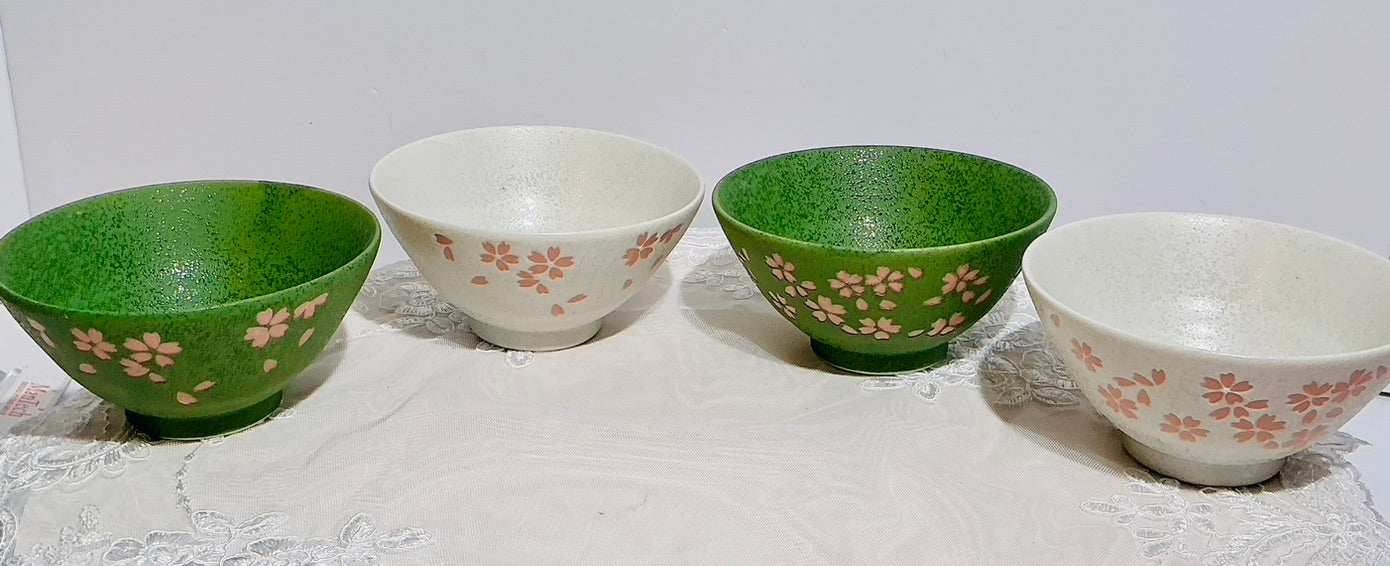 Jewel Sakura Cherry Blossom Ceramic Bowl & Tea Cup Set | Made in Japan