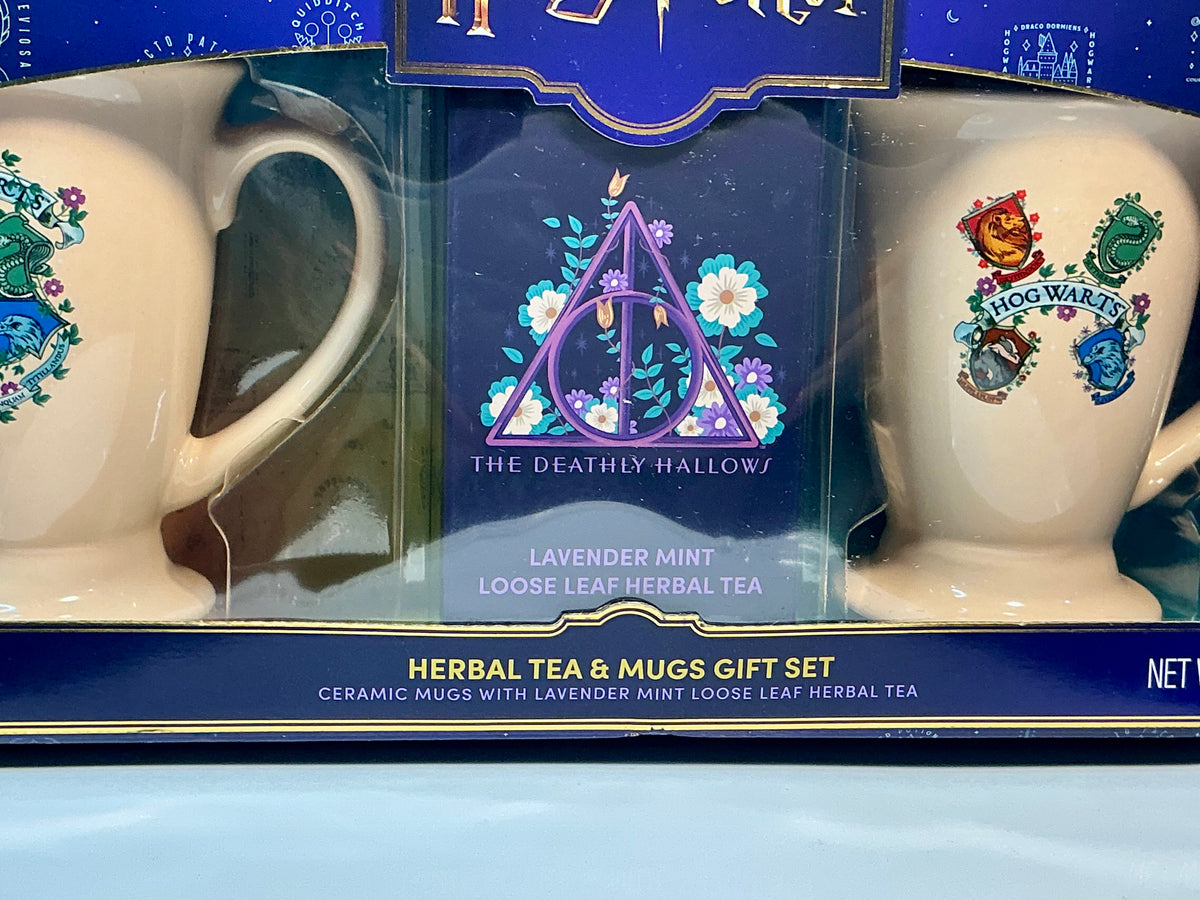 Harry Potter Hogwarts Crest & Deathly Hallows Mug Set w/Herbal Tea