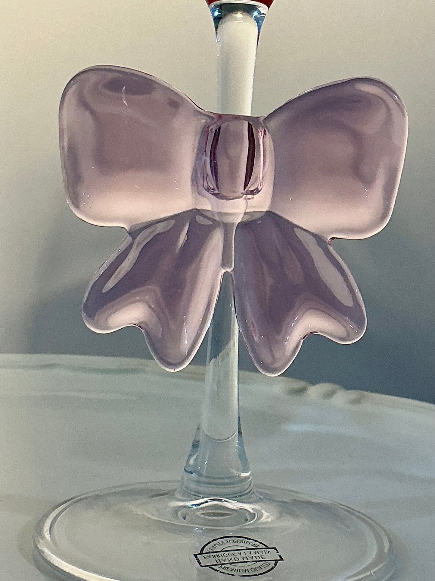 Set of 2 Coupe with Elegant Large Bow cocktail or Champagne Glasses 7” Tall