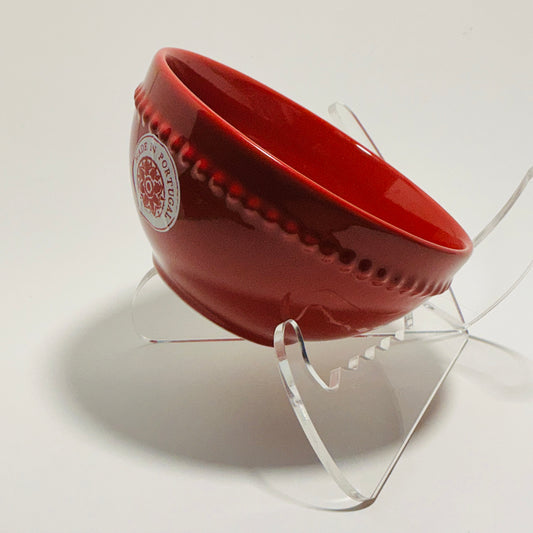 Matceramica Portugal Red Soup deep Bowl 6”Ceramic Beaded Edge Made in Portugal