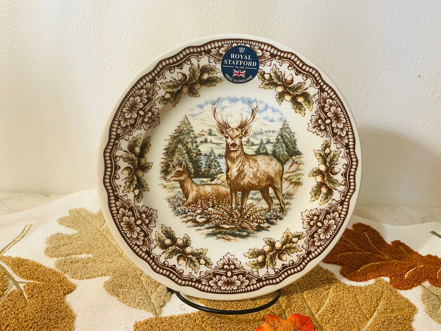 Royal Stafford Homeland Stag Deer Salad Plate 8.1/4”Discontinued Victorian English Pottery