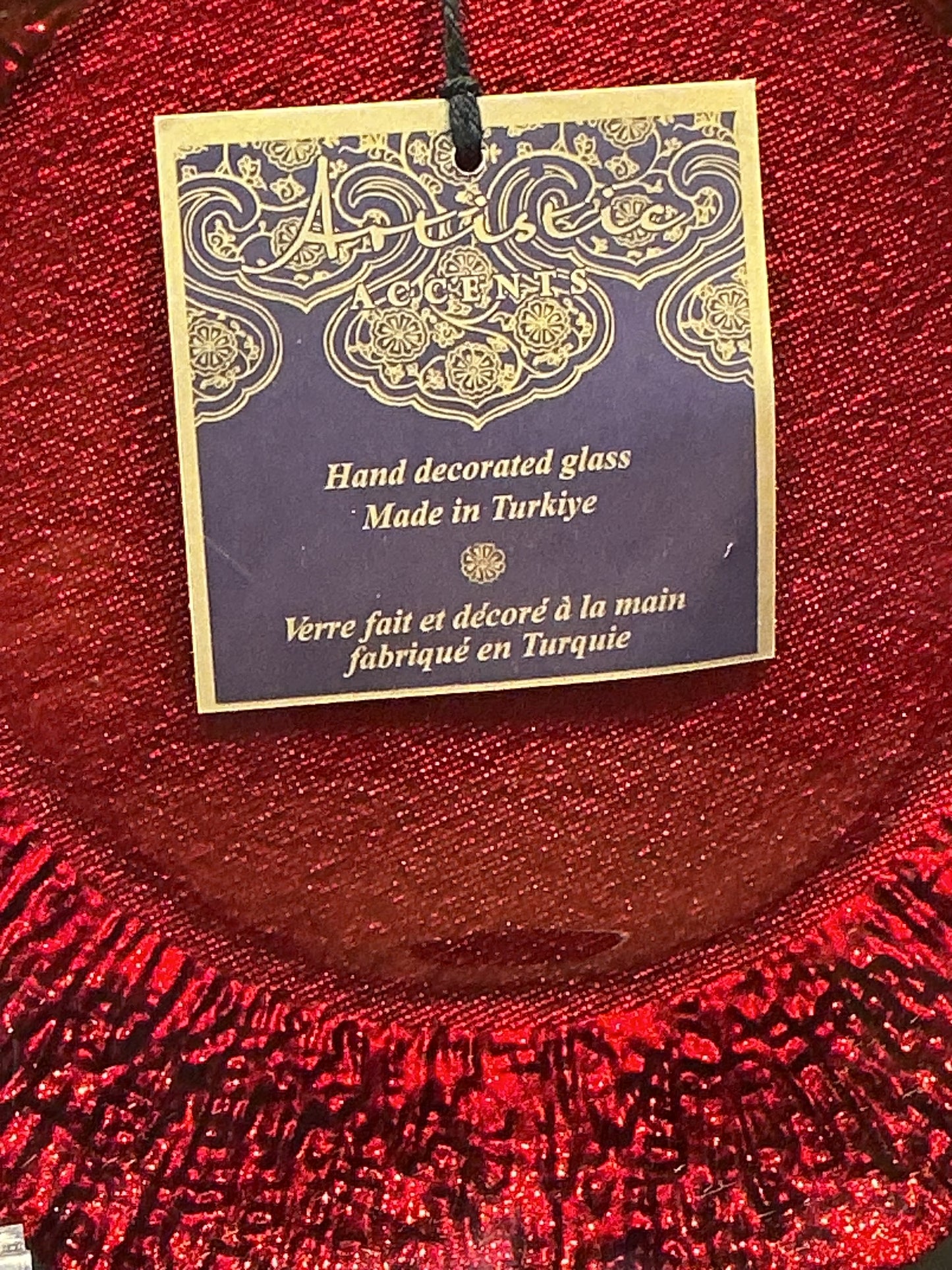 Artistic Accents Hand Decorated glass Salad, Dessert plate 8” Made in Turkey