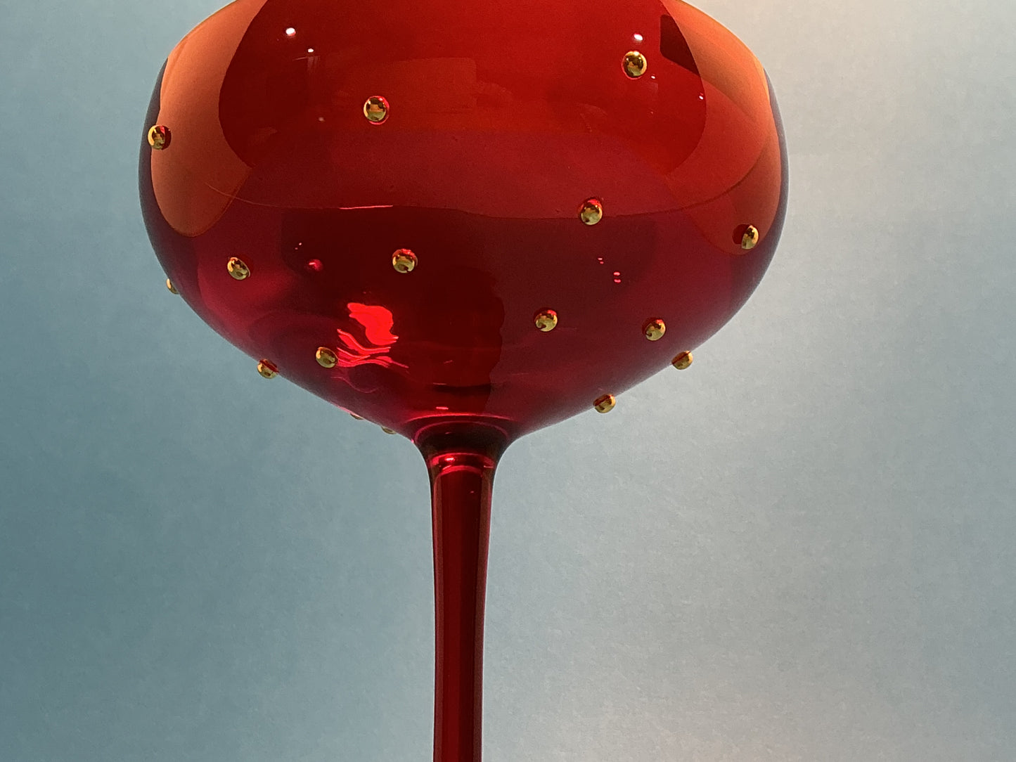 Godinger Champagne Red Coupe Glass with Gold Beading Set of 2