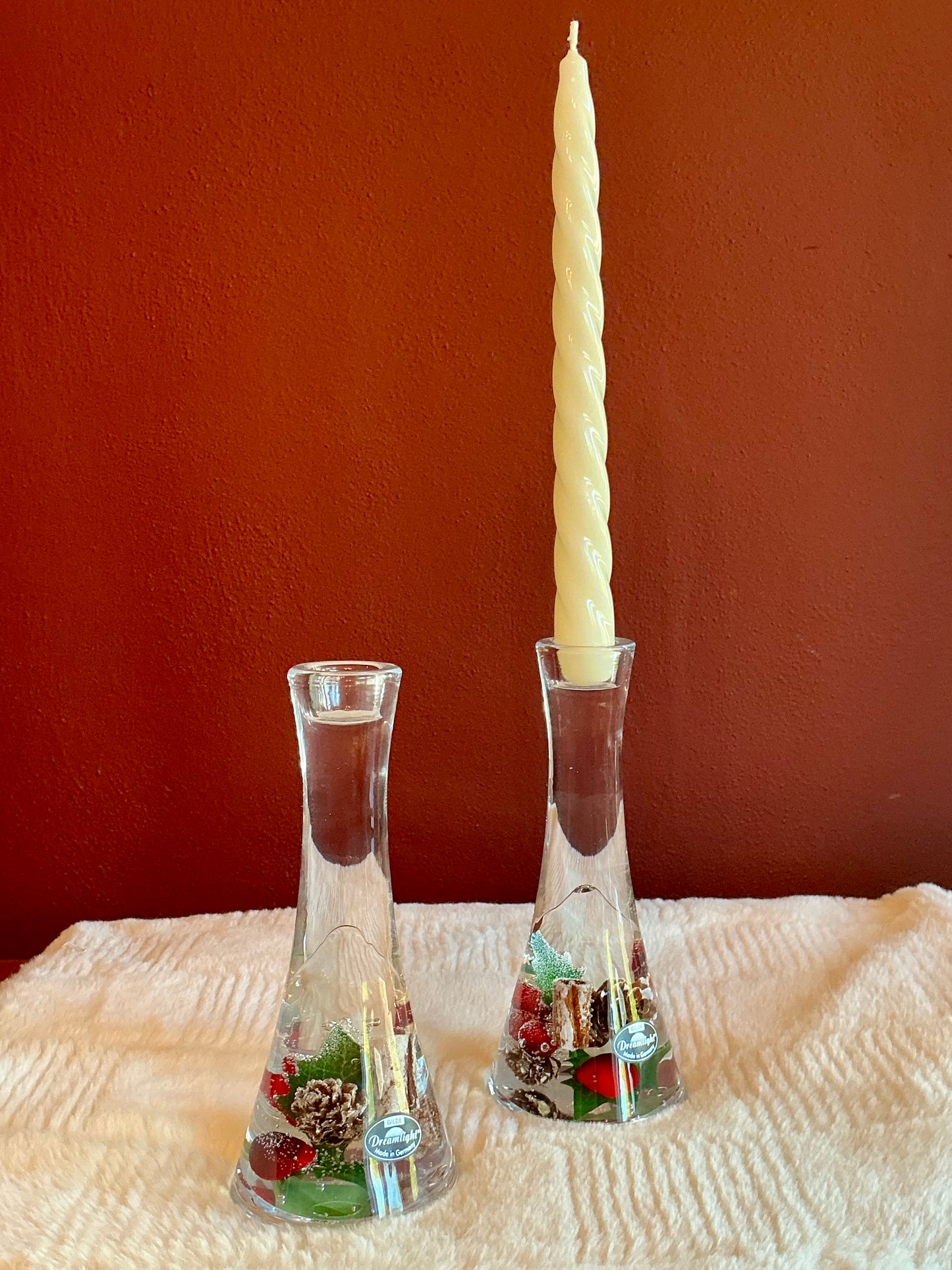 Dreamlight Candle Holder 6.75 x 2.5 Holiday Decor Christmas. Set of 2