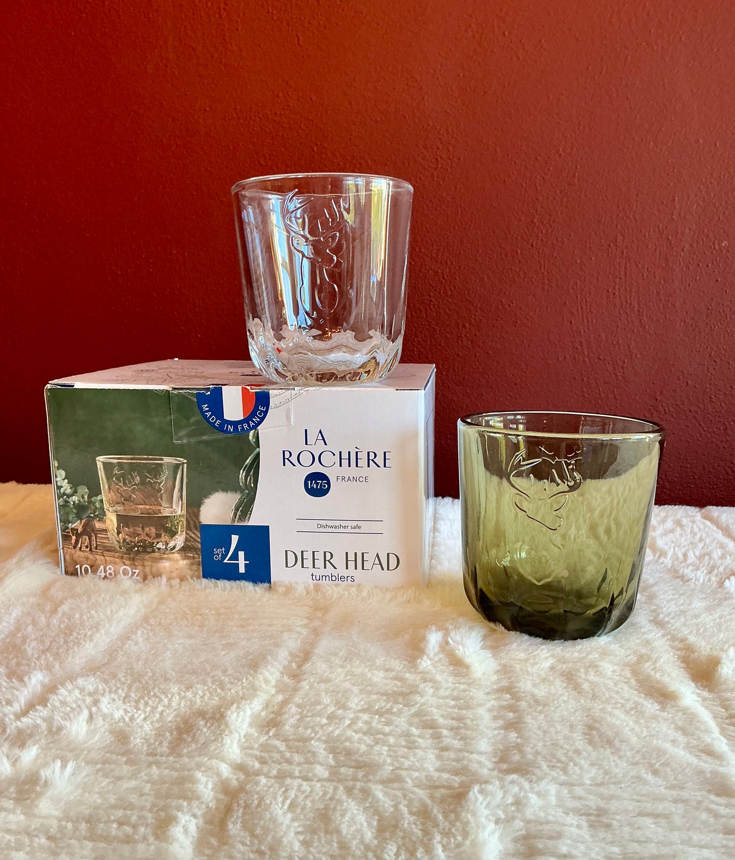 Set of 2 La Rochère Deer Head Whiskey/ Tumbler Glass Clear 10.48 Oz