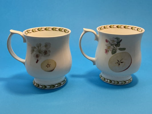 Queen’s vintage fine bone china hookers fruit set of 2 Mugs pear/apple