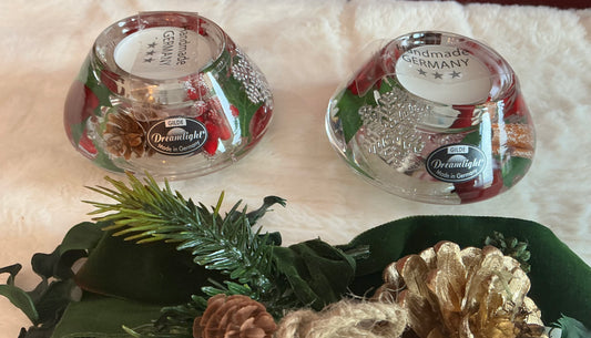 Gilde Dreamlight Glass Tea Light Candle Holder 3.5” Made In Germany Set Of 2