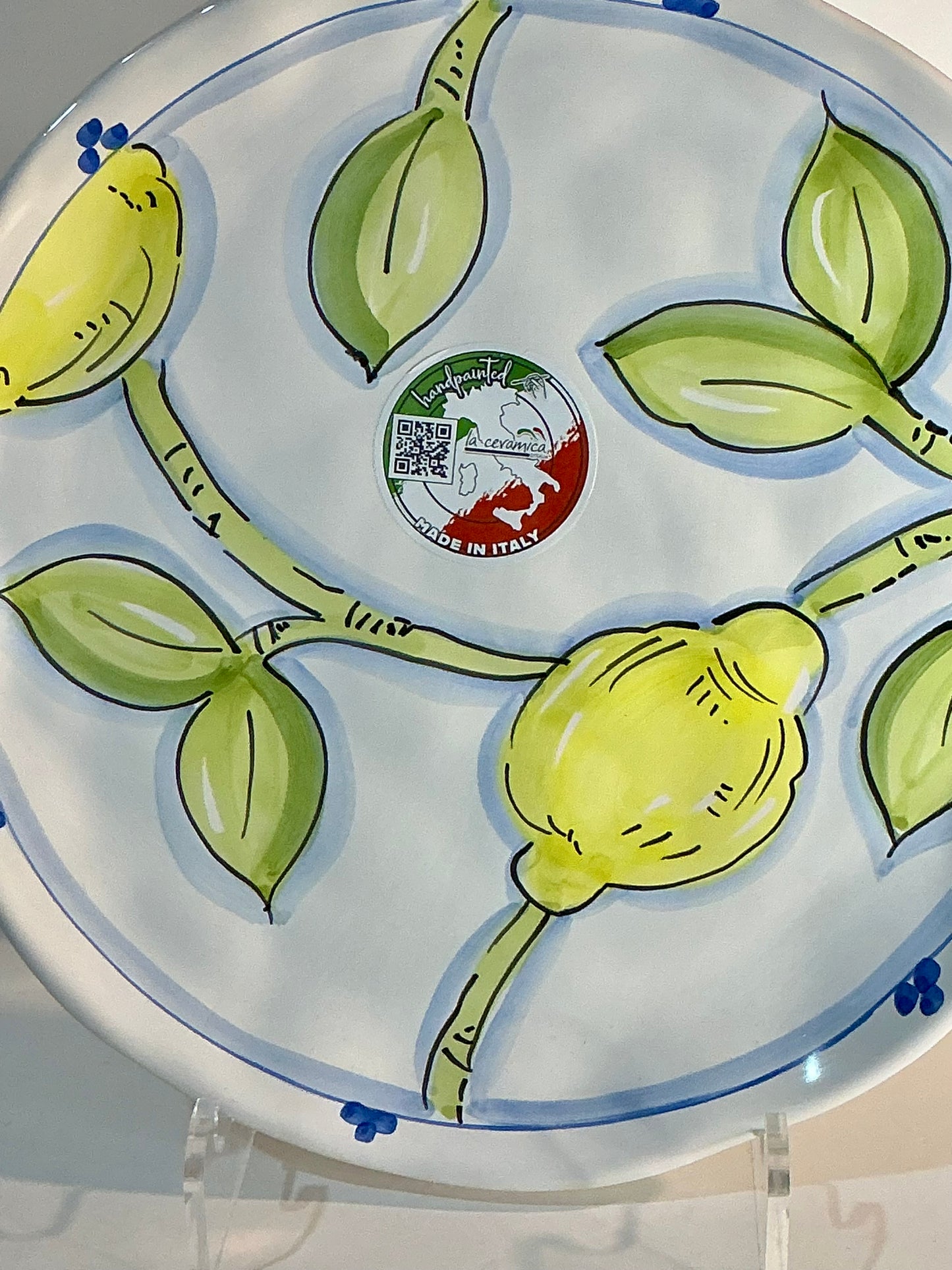 Ceramisia Dinner Plate with Lemon Design 10.5” made in Italy