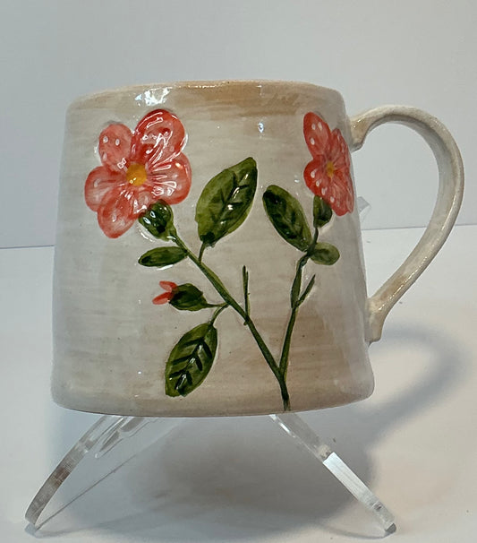 Potter’s Studio Hand-Painted Floral Ceramic Mug ( Multiple colors)