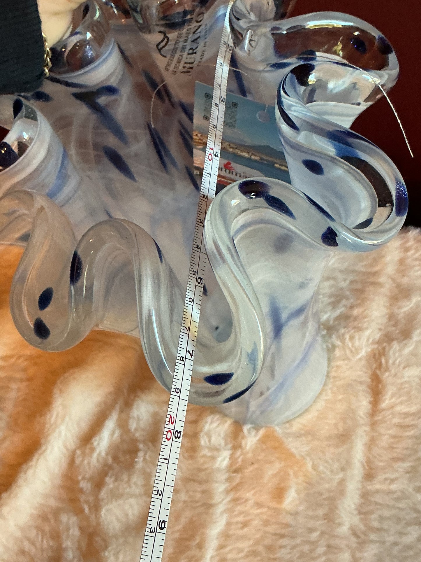 Murano Hand Blown Glass Vase 10 Inch Light Baby Blue Italy 10”