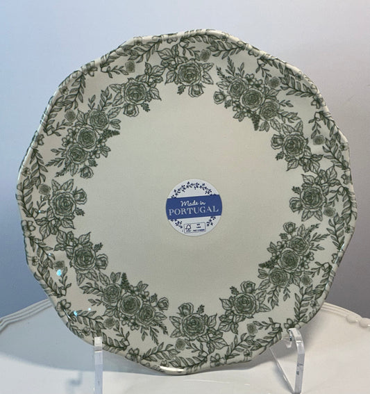 Matceramica Portugal Green Floral Salad Plate 8.5”
