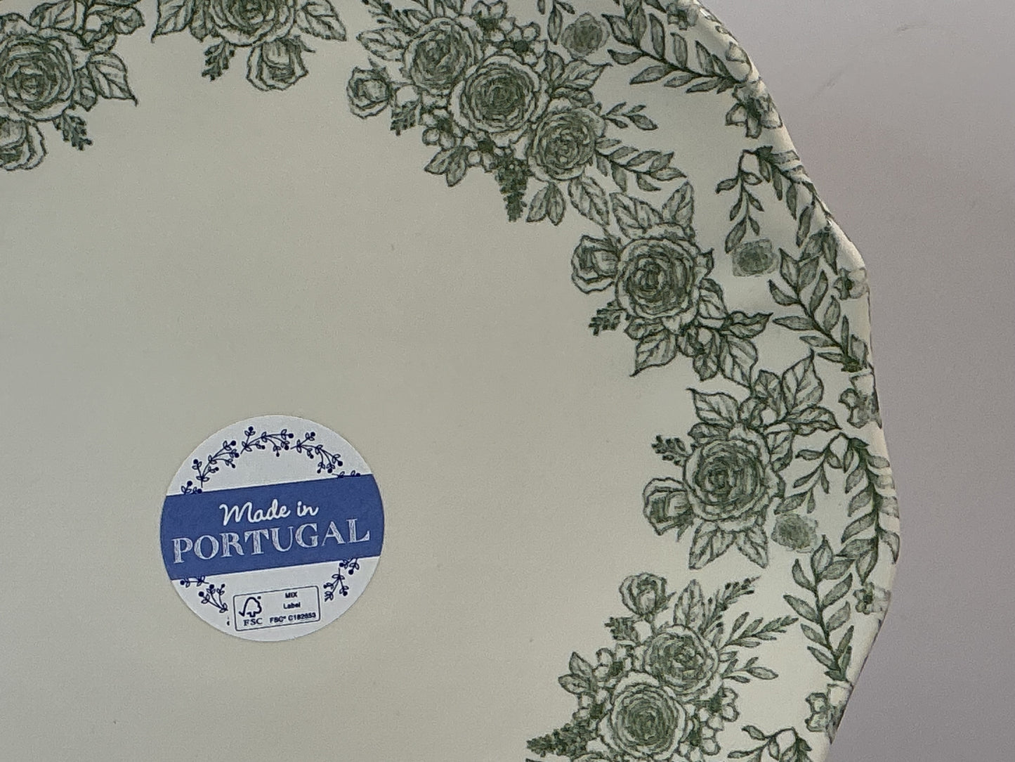 Matceramica Portugal Green Floral Salad Plate 8.5”