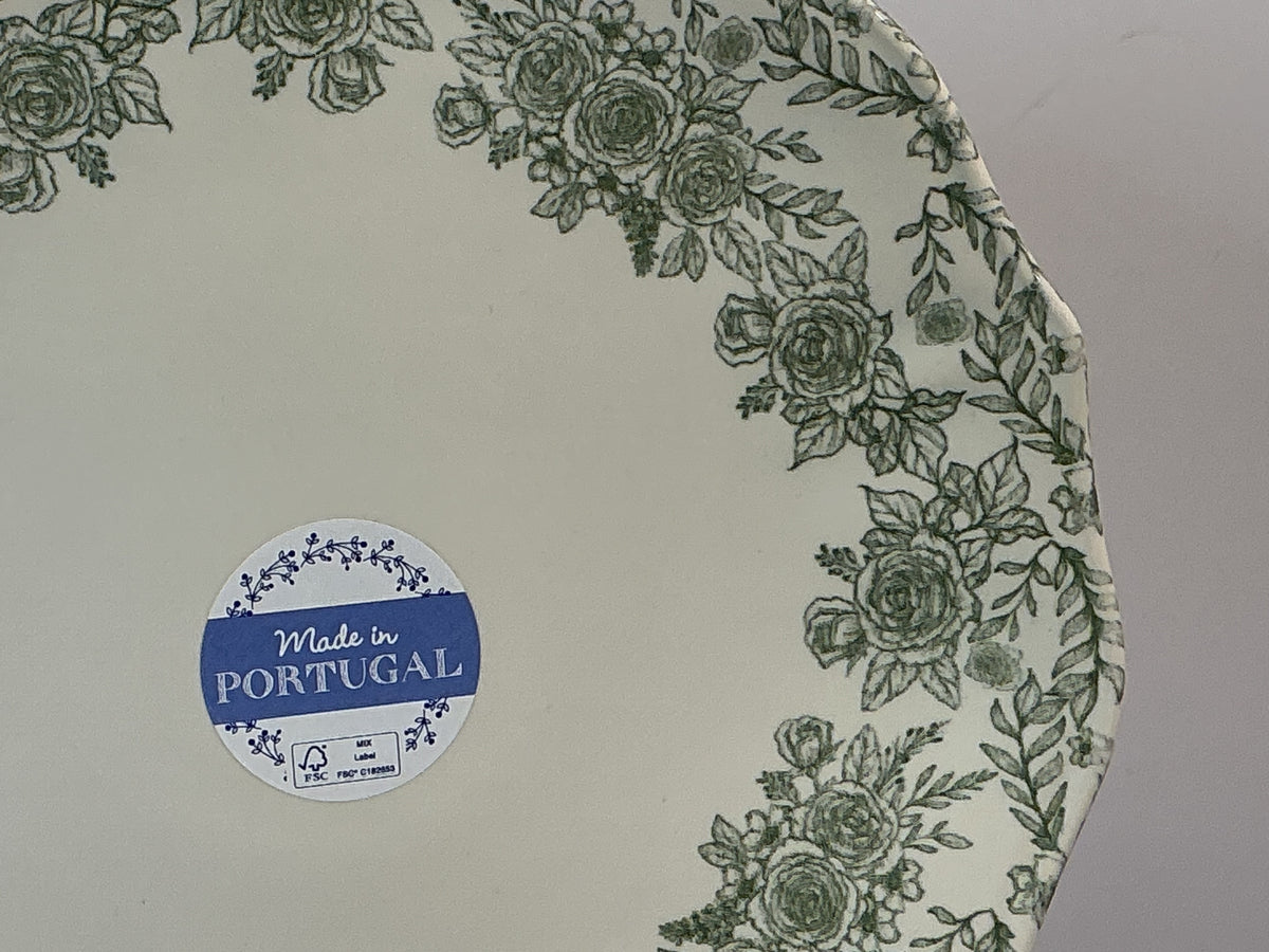 Matceramica Portugal Green Floral Salad Plate 8.5”