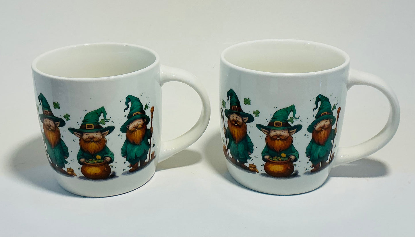 Shannonbridge set of 2 Gnomes Mugs design for Saint Patrick’s day. Made in Ireland