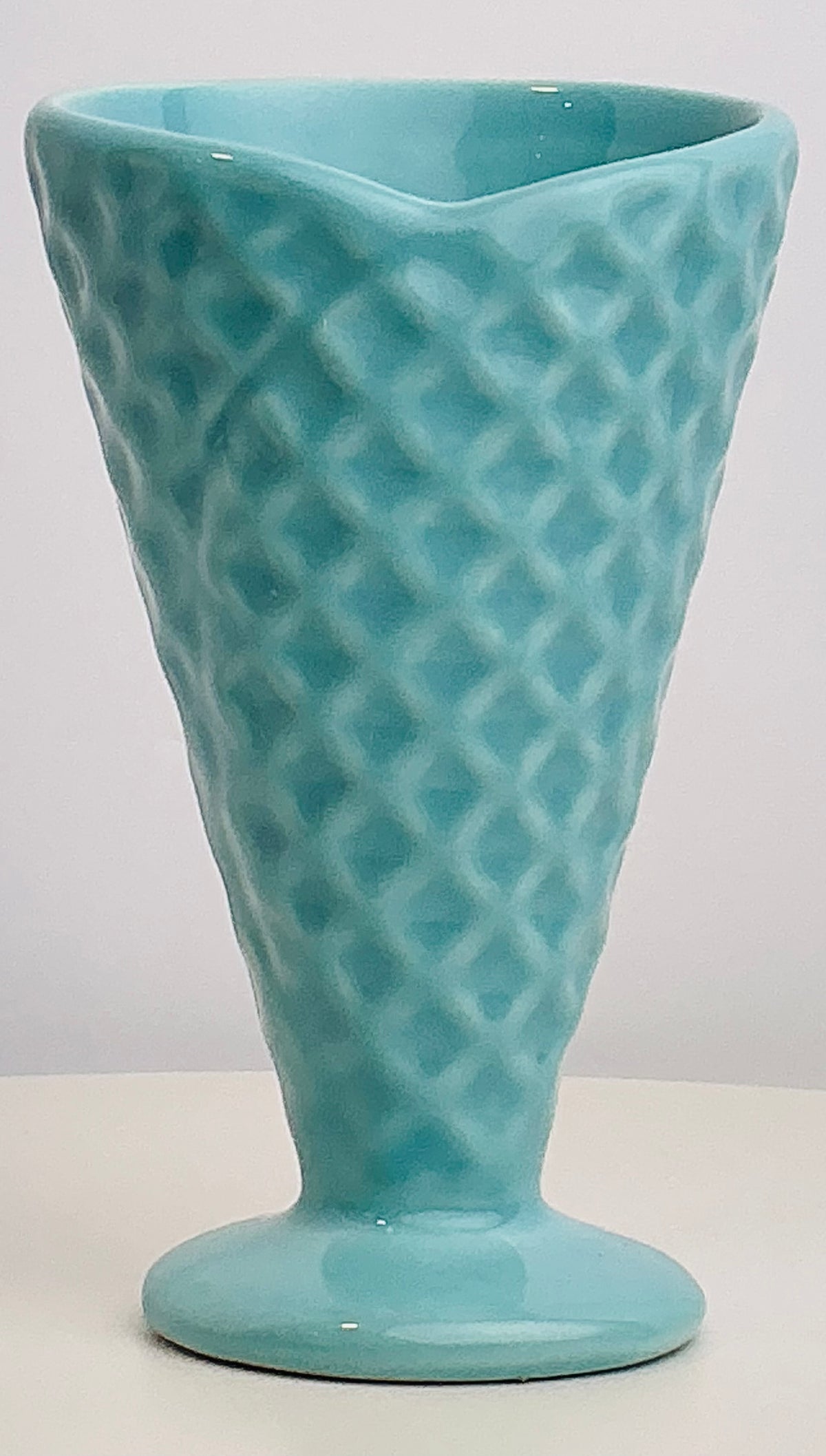 Pastel Ice Cream Sundae Cup OR Waffle Texture Glass Made in Portugal Pink Blue Yellow 4.75”