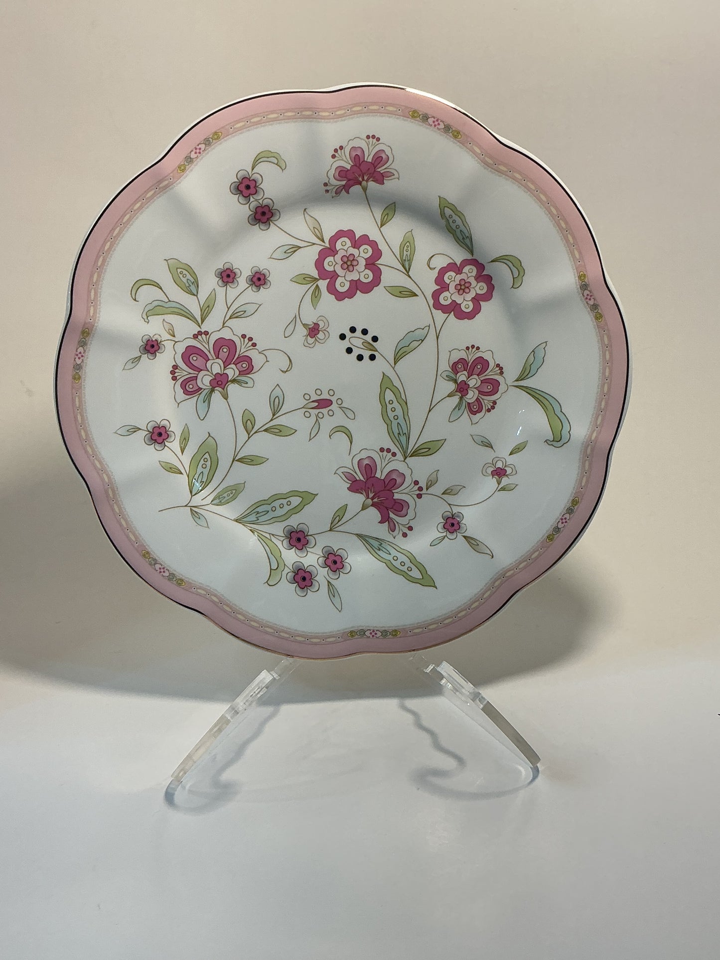 Grace's Teaware Pink Cornflowers Pink Rim 10” Dinner Plate