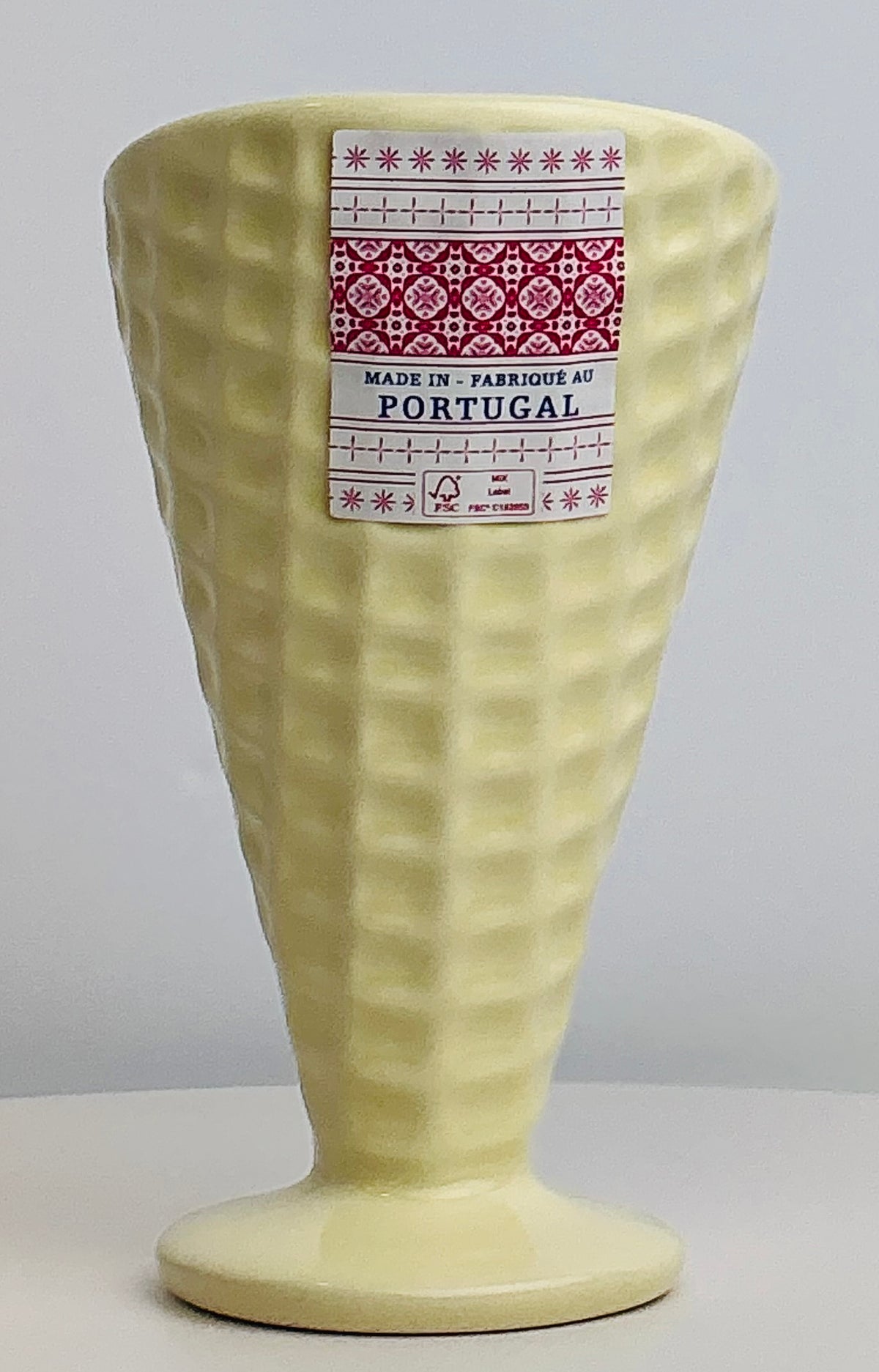 Pastel Ice Cream Sundae Cup OR Waffle Texture Glass Made in Portugal Pink Blue Yellow 4.75”