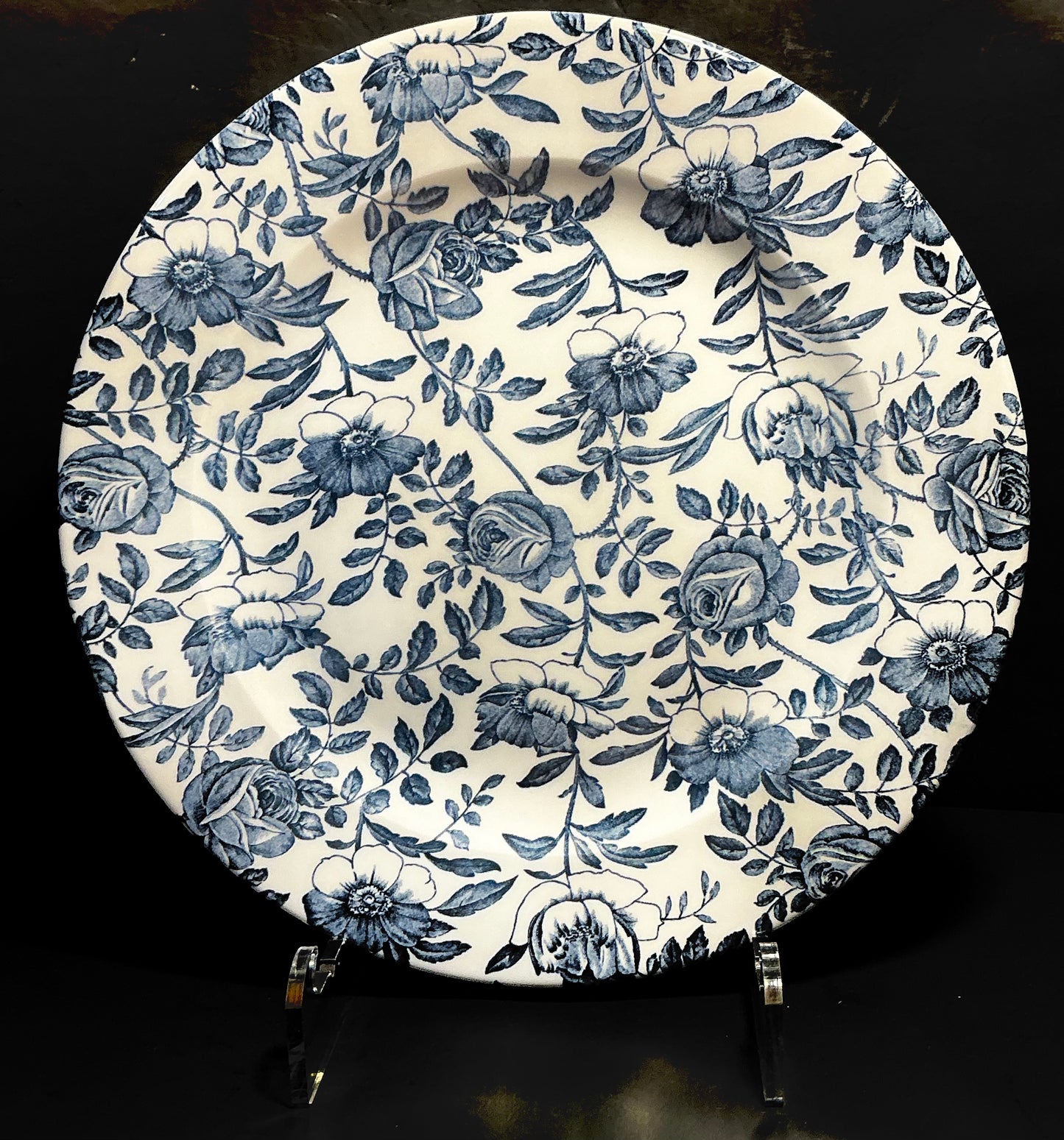 Royal Wessex Blue Peony Floral 11” Dinner Plate.Made in England (Attributed to Churchill)