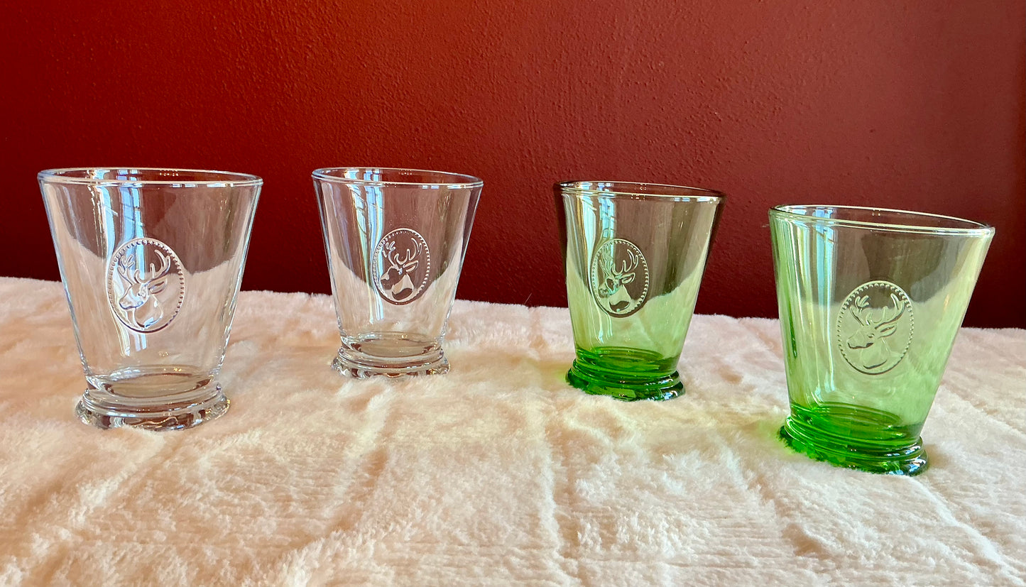 Set of 2 La Rochère Green Emerald Tumbler Drinking Glasses 9.2 Oz