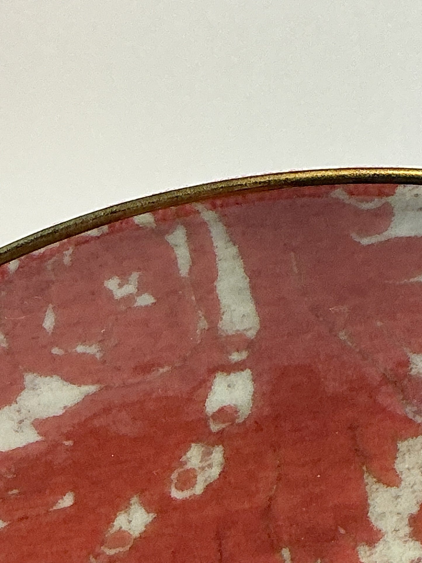Pottery Barn Stella Damask Stoneware 8.7” Salad Plate with Gold Trim Blush red