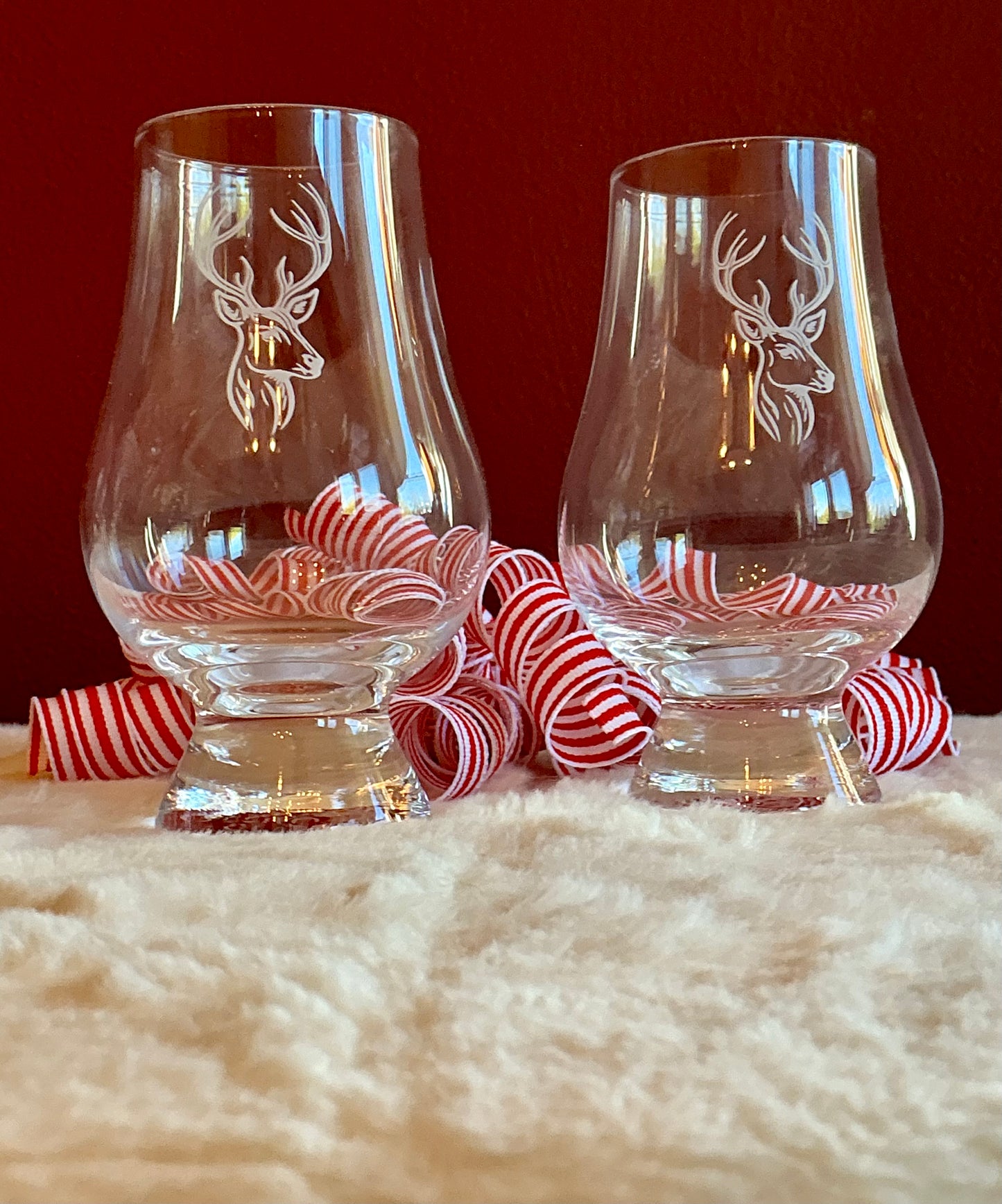 Set Of 2 Glencairn Whiskey Tasting Glasses Deer Head