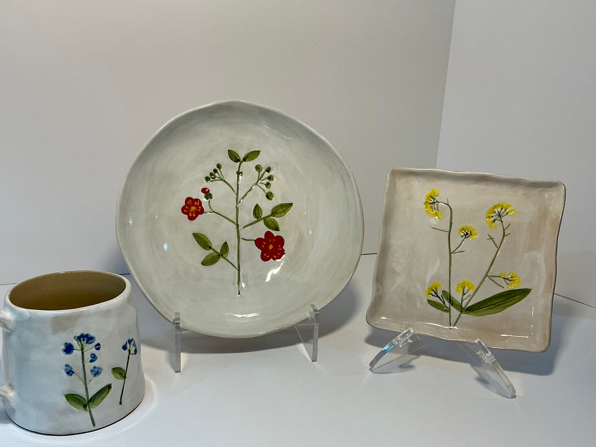 Potter’s Studio Hand-Painted Lavender Floral Square 5x5 Small Ceramic Dish