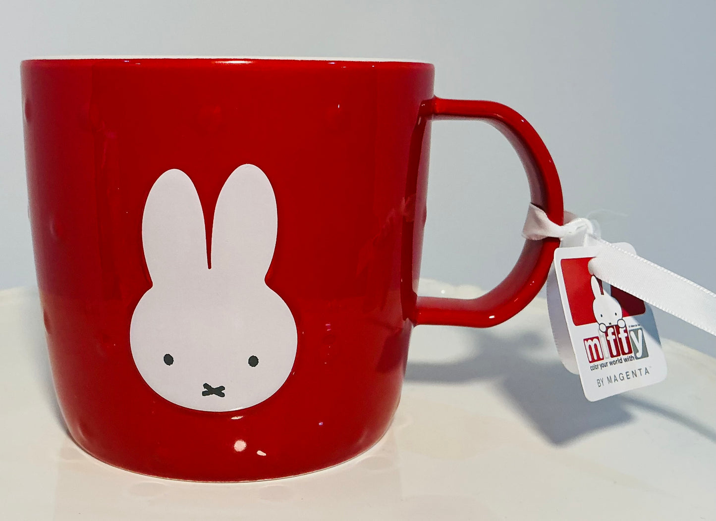 Miffy by Magenta 18oz Red Mug w/ an embossed white interior & white Bunny Face