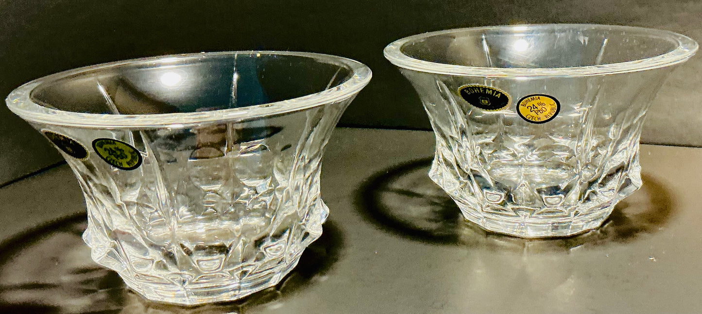 Bohemia 24 lead Crystal bowls set of 2 Crafted in the Czech Republic, Vintage from the Diamond collection.
