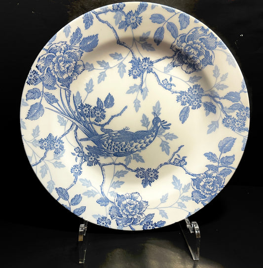 Queen’s Kujaku Blue and White Porcelain 10.5” Dinner Plate.Made in England