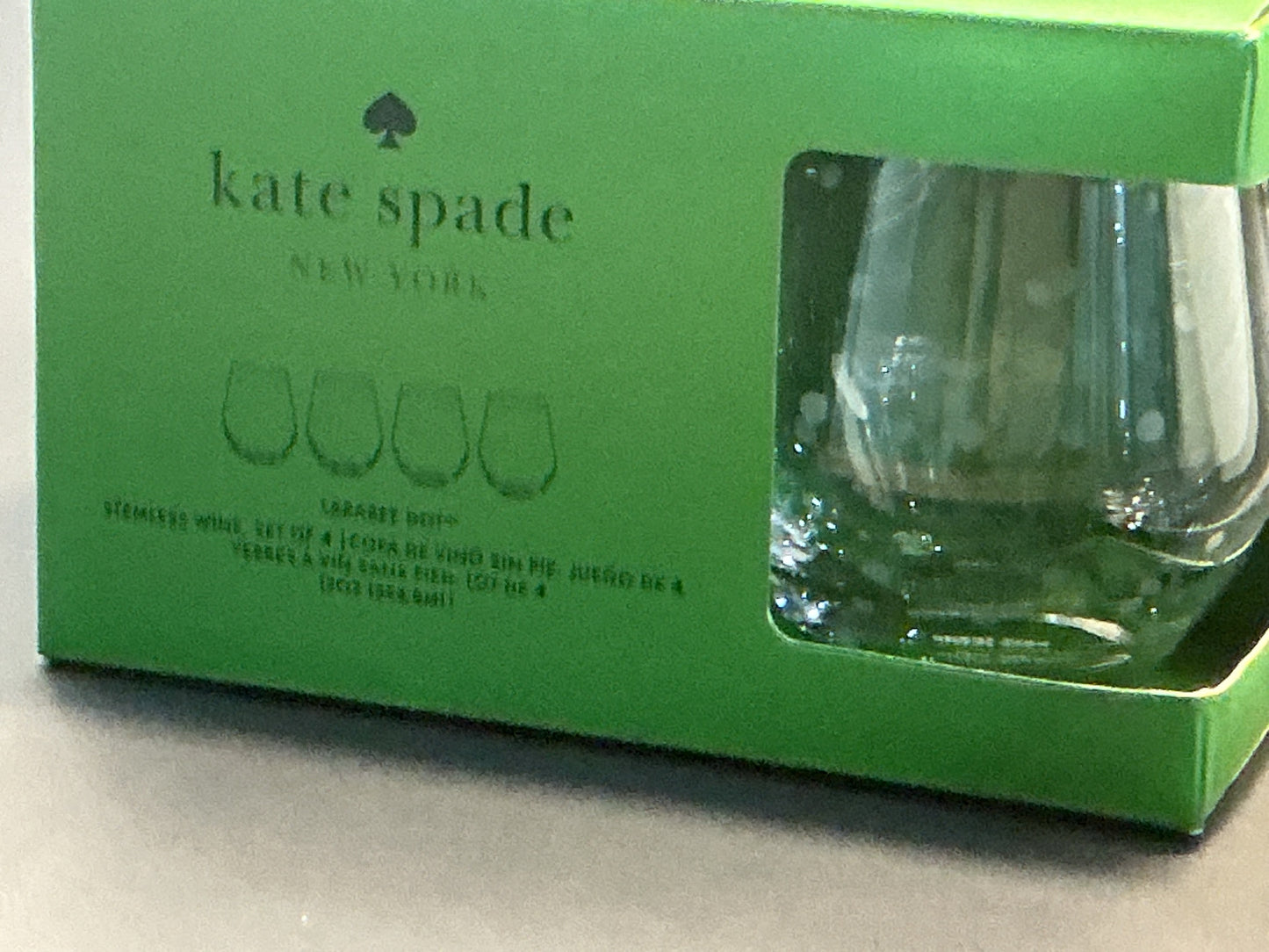 Lenox Kate Spade Larabee Dot Stemless Wine Glasses 12oz