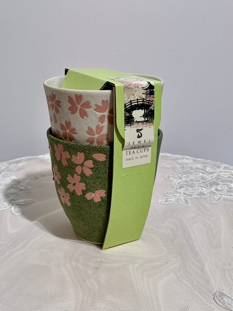 Jewel Sakura Cherry Blossom Ceramic Bowl & Tea Cup Set | Made in Japan