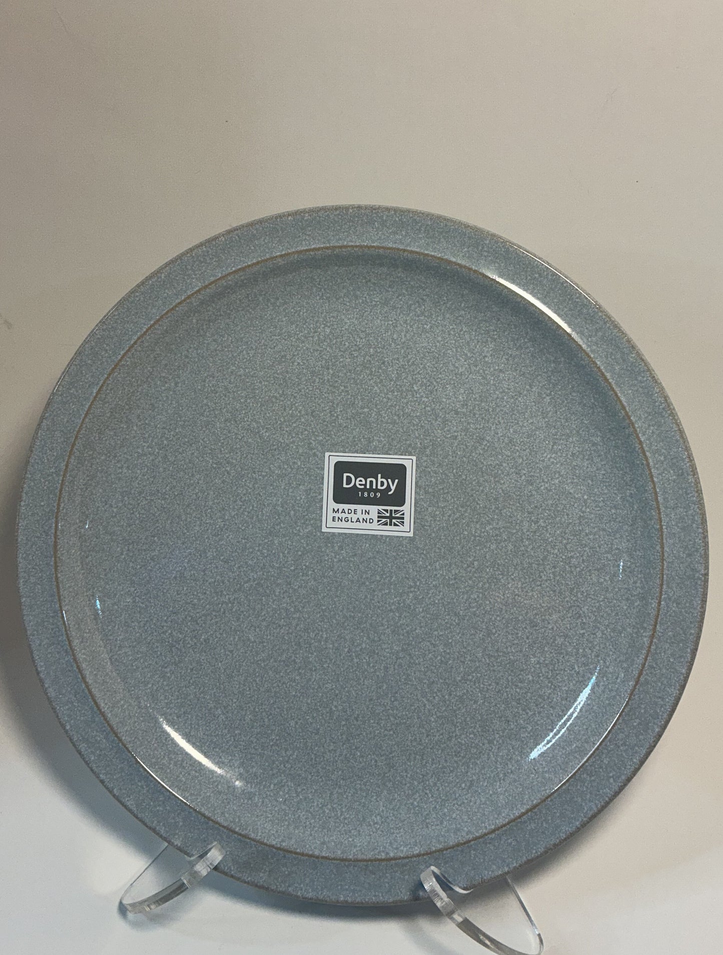 Denby Halo Speckle Blue Gray Coupe 10.75” Dinner Plate, Made in England