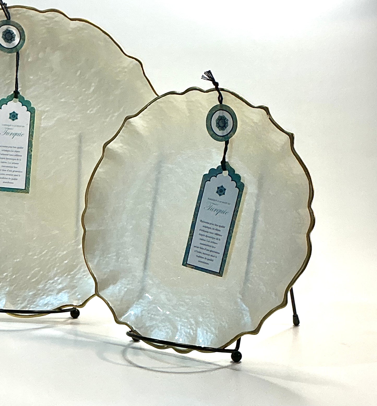 Akcam Handcrafted Turkish Dinnerware Set Shiny off white 11”/8”Plates