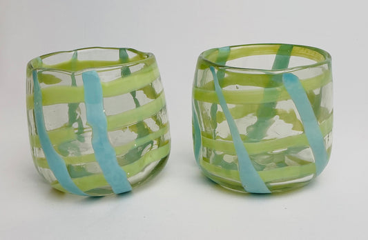 Set of 2 Hand Painted & Hand-Blown / heavy , stylish and durable tumblers, Made in India