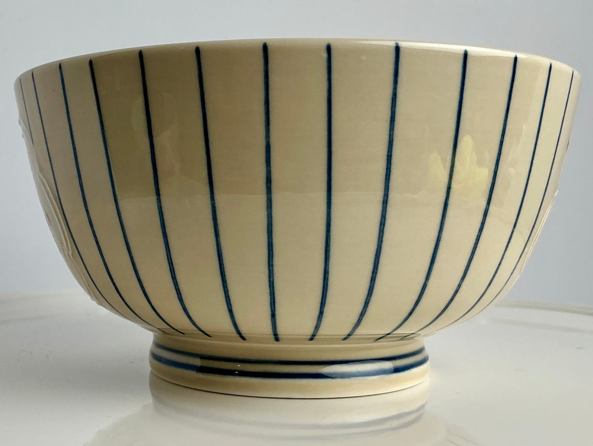 Potter’s Studio Fine Ceramic Bowl - Red Allover Floral & Striped Panel Variants New , stripped 6”x3” floral 6”x 3.5” toile embossed farmhouse