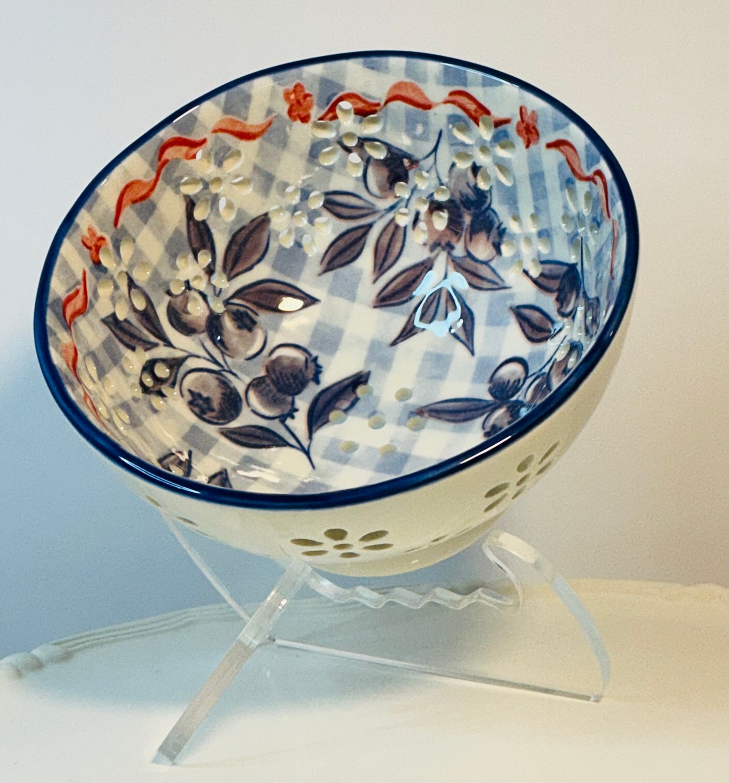 Prima Design Blue Patterned Berry Bowl 6”x3.5”