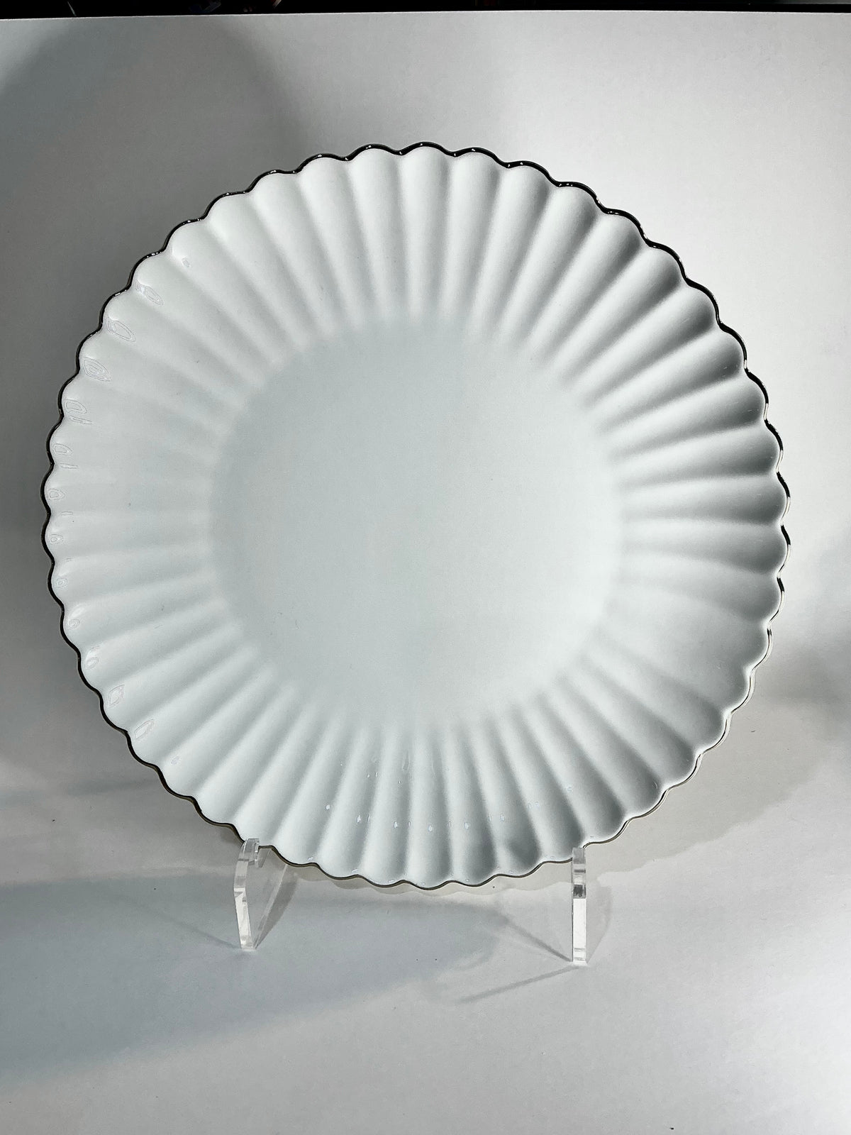 Grace’s Teaware White Ruffle Gold Trim Dinner Plate 10”