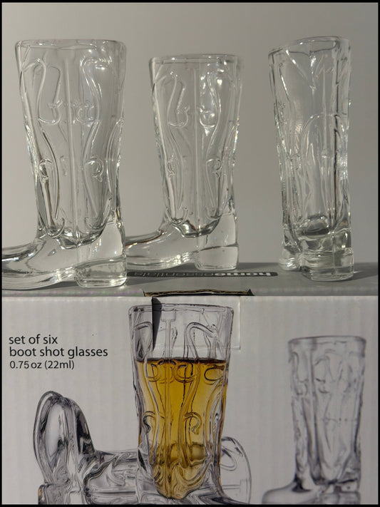 Home Essentials Blush Clear Cowboy Boot Shot Glasses-Set of 6 Western Barware