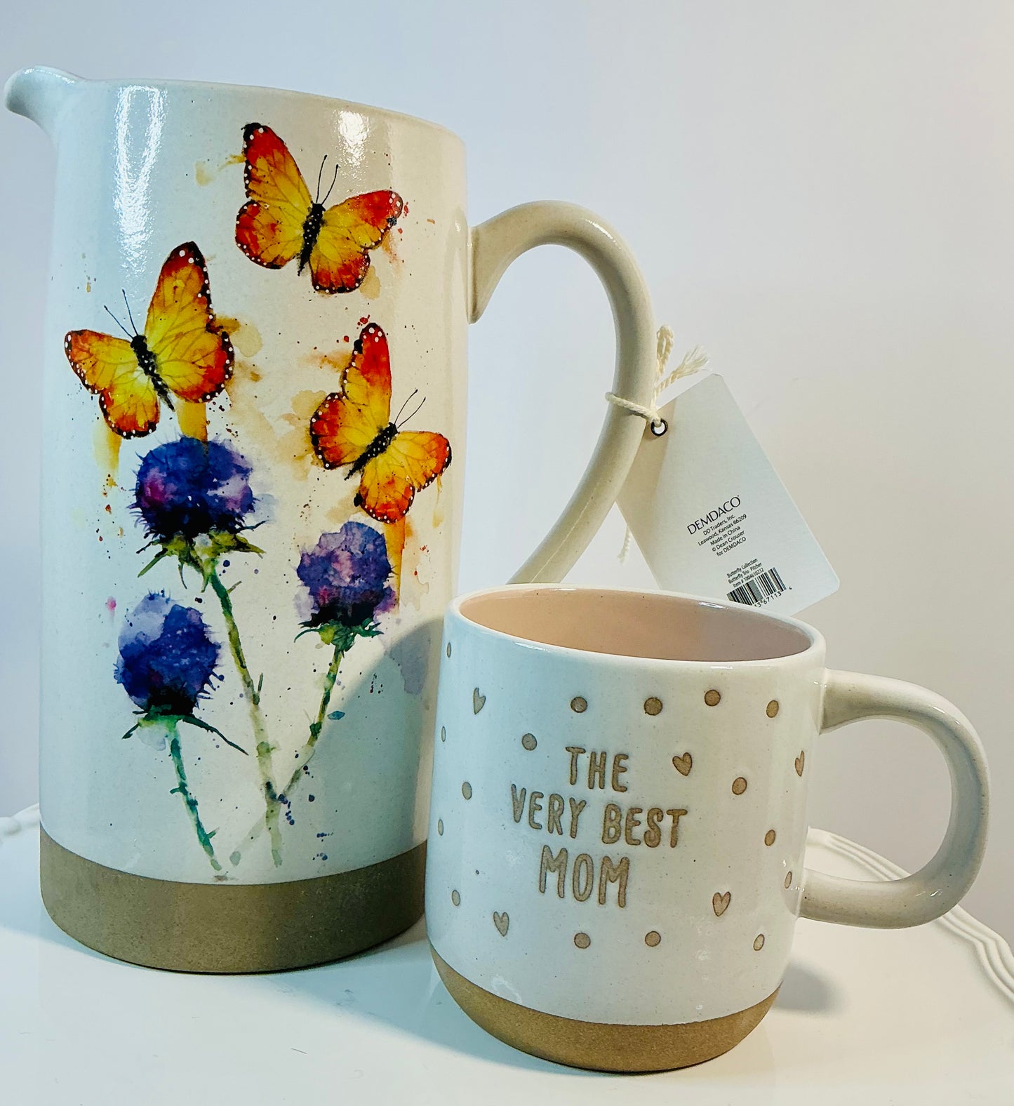 Demdaco Butterfly Trio Pitcher & a matching a Mother’s Day Mug from the Dean Crouser Collection.