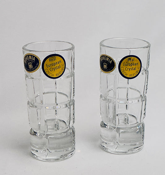 Bohemia set of 2 Ricky/TimeSquare Shot Glasses 3.4oz Made in the Czech Republic