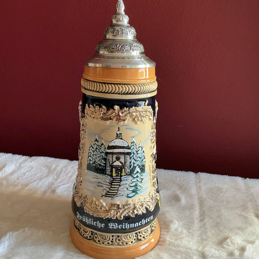 Silent Night Chapel Christmas Beer Stein Handcrafted In Germany Vintage Original
