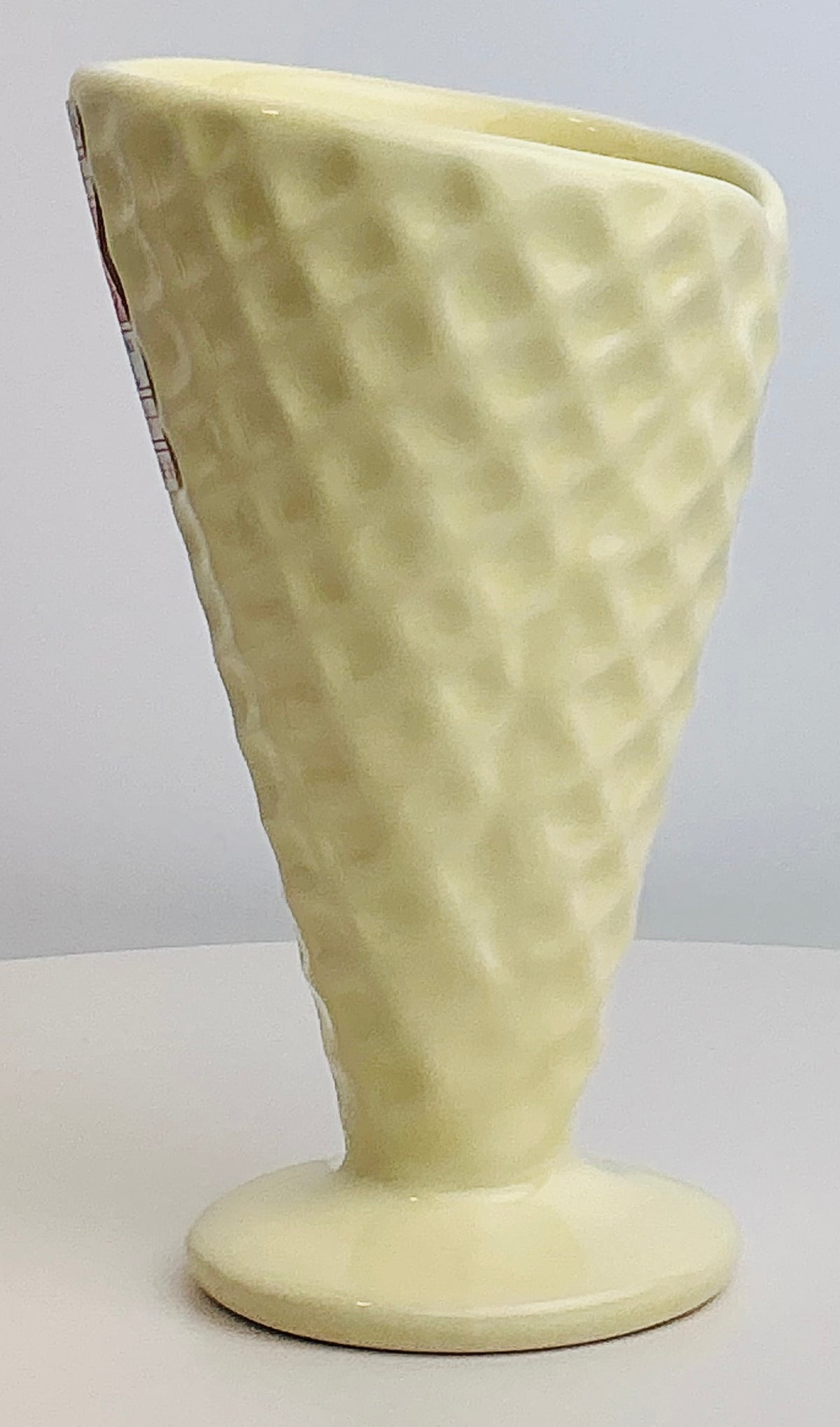 Pastel Ice Cream Sundae Cup OR Waffle Texture Glass Made in Portugal Pink Blue Yellow 4.75”