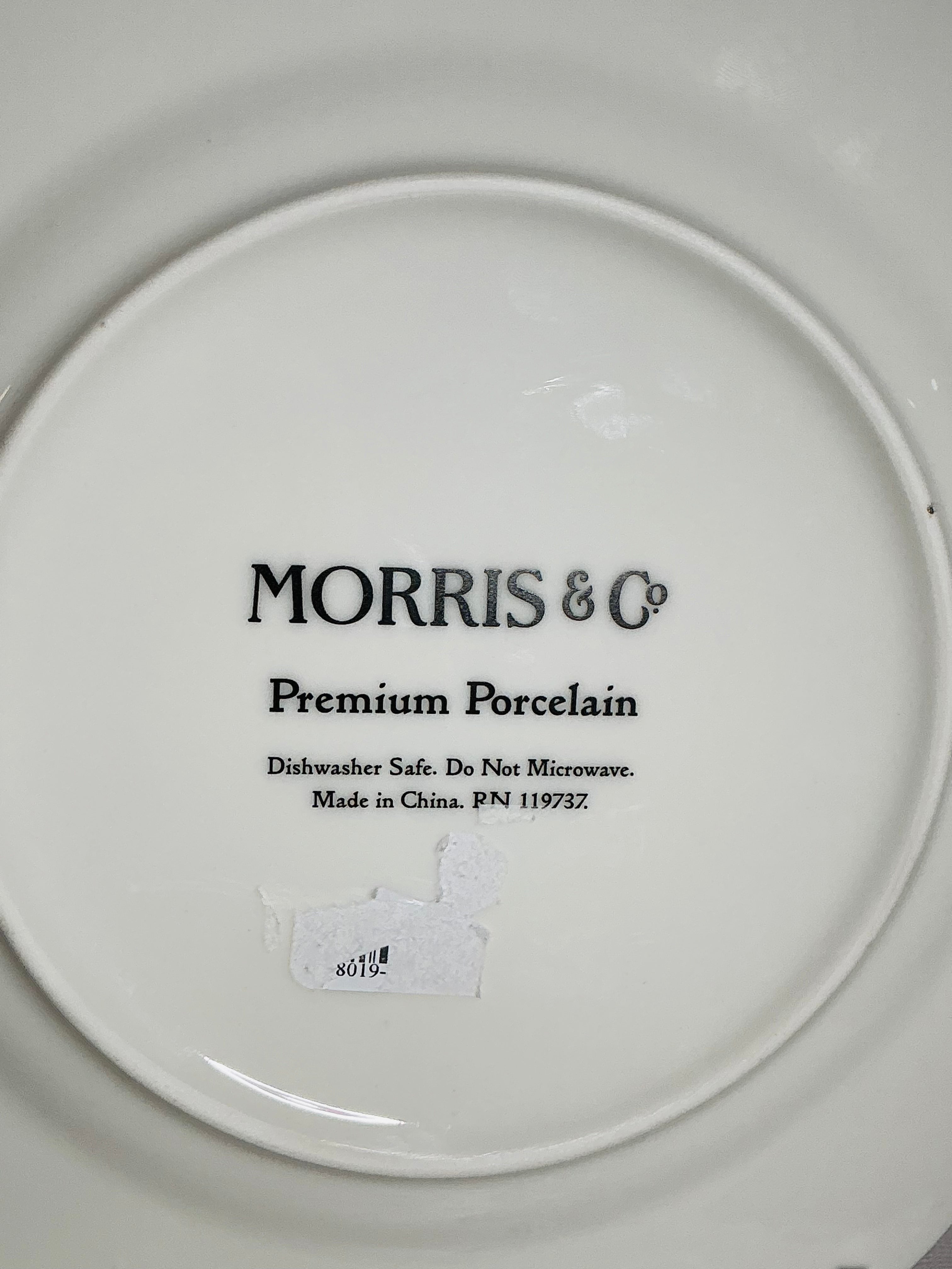 Morris & Co Premium Porcelain Salad Plate – Grey Floral | 8"