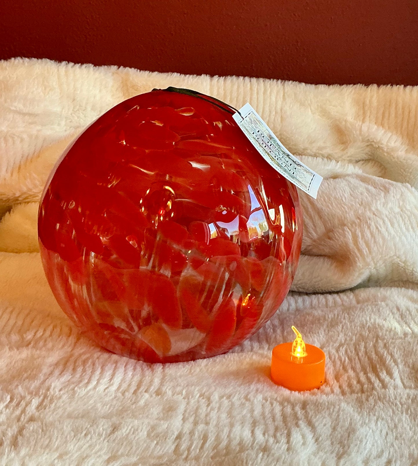 Mouth Blown Red Glass Or Witch Ball / Glass Float Red Made In Poland 24 Inches