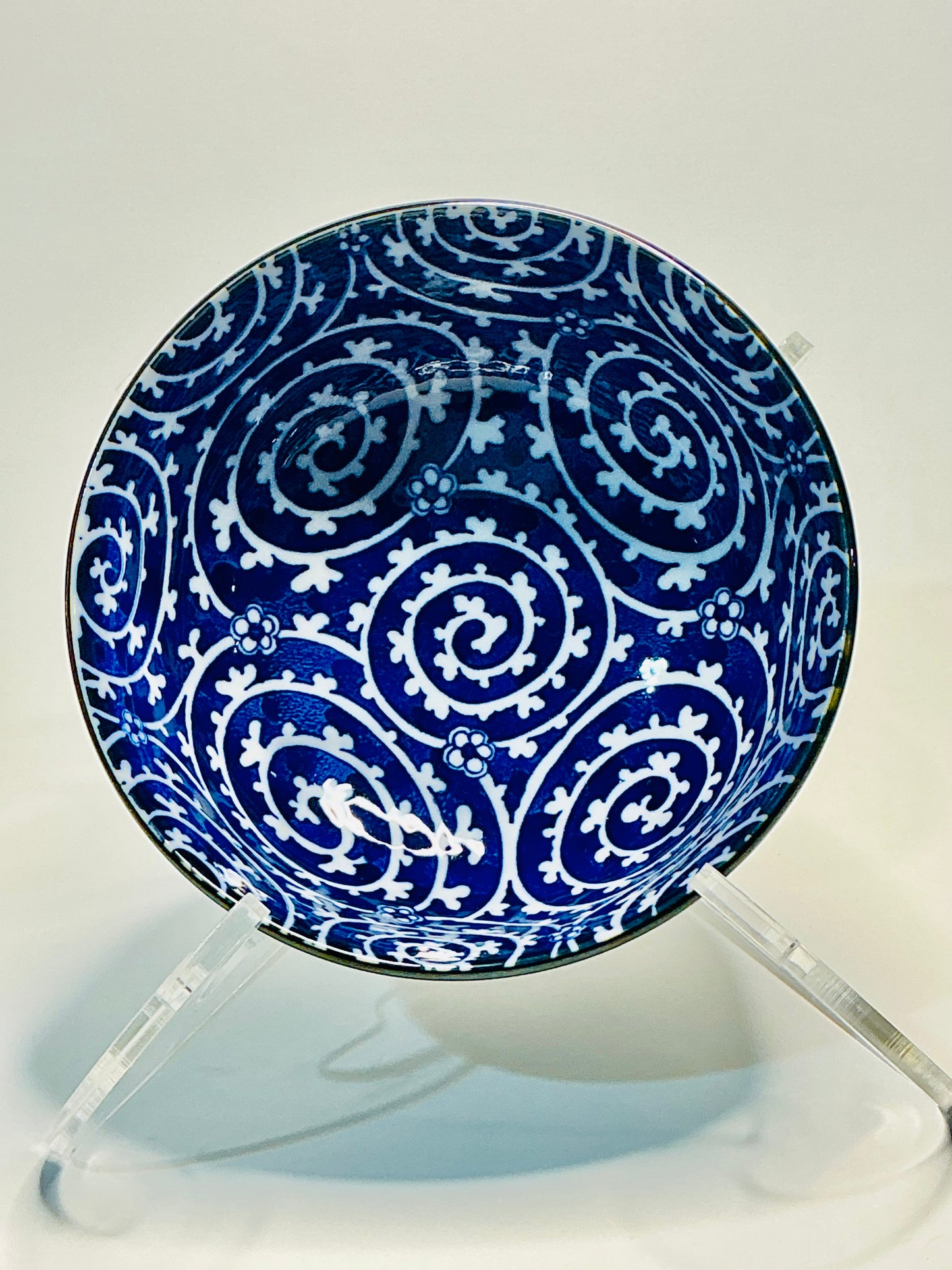 Japan Noodle/ Rice Bowl , Cobalt Swirls Made in Japan