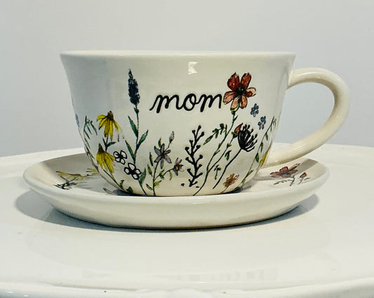 Rae Dunn Teacup w/ Saucer for Mother’s Day or Mom’s Birthday